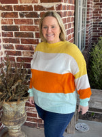 Round Neck Color Block Oversize Sweater