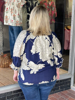 Peony Print High Neck Top