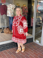 Boho Print Button-Down Mini Dress