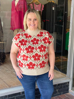 Floral High Neck Sweater