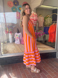 Sherbet Striped Dress - Orange