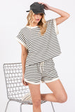 Striped Terry Top And Shorts Sets
