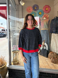 Casual 3/4 Striped Top - Navy