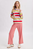 MULTI STRIPE SWEATER HOODIE