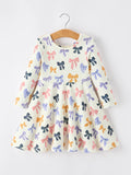 Bow Girls Dress Long Sleeve Twirl Dress
