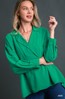 Texture Fabric Wide Placket Top - Jade