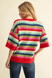 Zig Zag Sweater - Red Multi