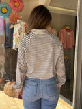 Henley Style Striped Sweatshirt