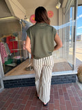 Round Neck Cap Sleeve Top - Olive