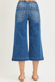 High Rise Crop Wide Double Button Jean