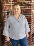 Striped Button Up - Indigo