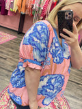 Floral V-Neck Puff Sleeve Top