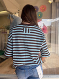 Striped Tee - Chocolate/Blue