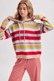 MULTI STRIPE SWEATER HOODIE