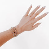 METALLIC GLASS BEAD STRETCH BRACELET - BLACK