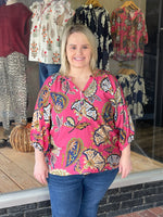 Boho Paisley Puff Sleeve Blouse