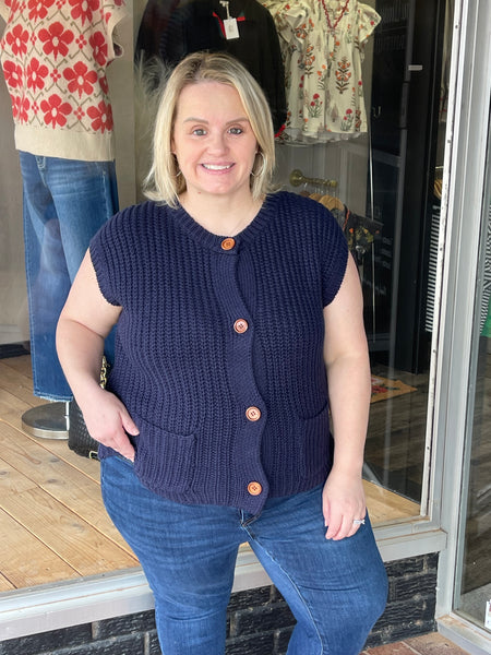 Button Down Chunky Knit Vest