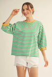 3/4 Sleeve Casual Striped Top