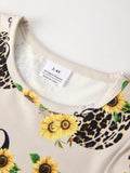 Fall Pumpkin Leopard Print Autumn Girls Ruffle Dress