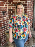 Floral Print Smocked Top