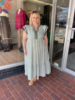 Striped Textured Flutter Dress