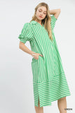 Striped Puff Sleeve Midi Dress