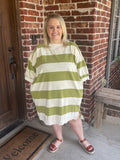 RUGBY STRIPE WASHED TERRY DRESS