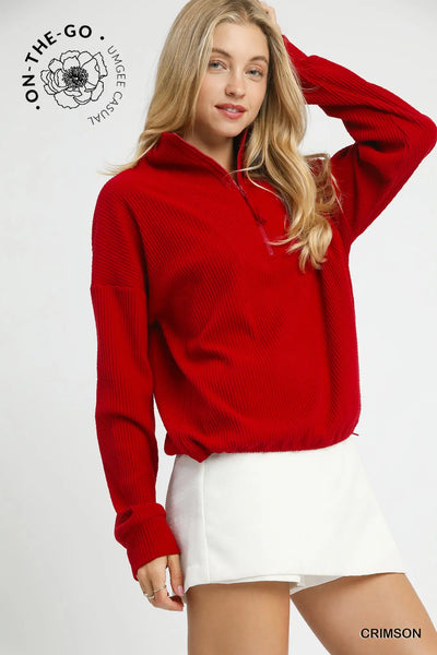 Ribbed Half-Zip Pullover