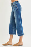 High Rise Crop Wide Double Button Jean