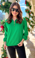 Levi Ribbed Quarter Zip Pullover - Green