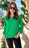 Levi Ribbed Quarter Zip Pullover - Green