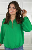 Levi Ribbed Quarter Zip Pullover - Green