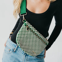 WESTLYN WOVEN BUM BAG - Green/Cream Check