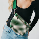 WESTLYN WOVEN BUM BAG - Green/Cream Check