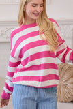 Pink & White Stripe Knit Sweater