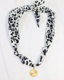 Nala Leopard Scarf Charm Necklace Grey