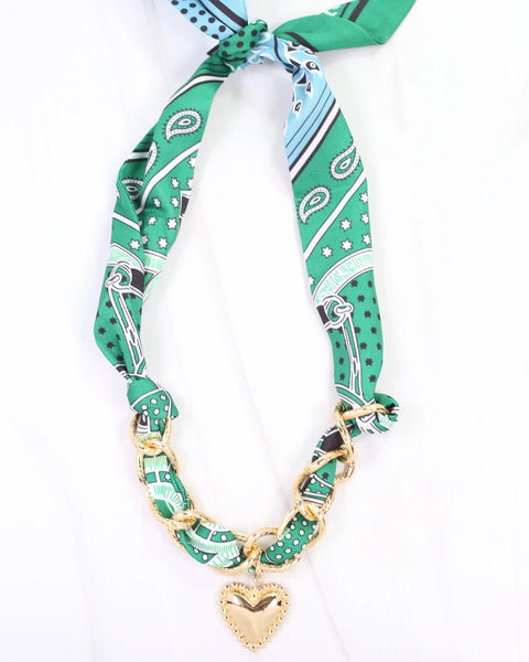 Santee Scarf Charm Necklace Green