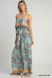 Printed Strapless Wide Leg Jumpsuit