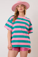 Stripe Short Sleeve Basic Top