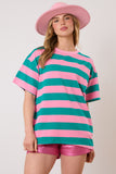 Stripe Short Sleeve Basic Top