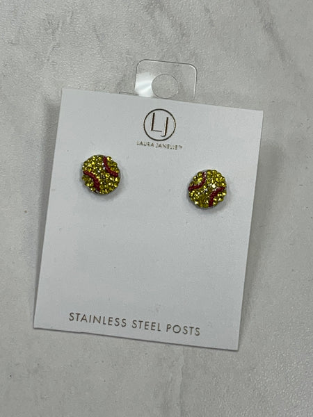 Softball Stud Earrings