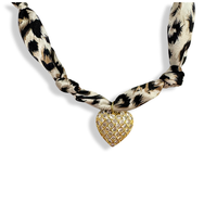 Leopard Heart Scarf Bandana Necklace
