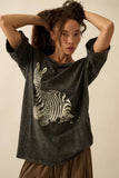 Zebra Vintage-Wash Oversize Graphic Tee