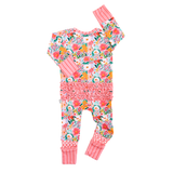 Cecelia Floral RUFFLE ZIP Bamboo One Piece Baby Outfit
