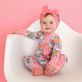 Cecelia Floral RUFFLE ZIP Bamboo One Piece Baby Outfit