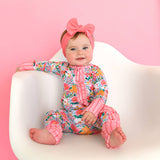 Cecelia Floral RUFFLE ZIP Bamboo One Piece Baby Outfit