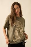 Cheetah Mineral-Washed Oversized Graphic Tee