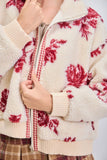 FLORAL PRINTED SHERPA ZIP UP JACKET
