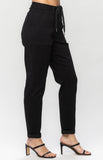 HIGH WAIST JET BLACK DOUBLE ROLL CUFF JOGGER