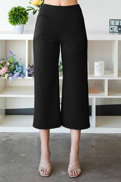 WIDE WAISTBAND SOLID CULOTTES PANTS POCKET